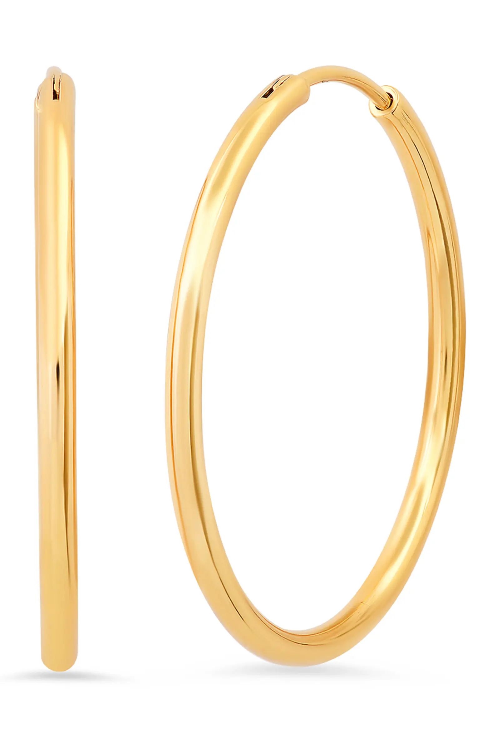 18k Gold Plated Stainless Steel 34mm Hoop Earrings | Nordstrom Rack