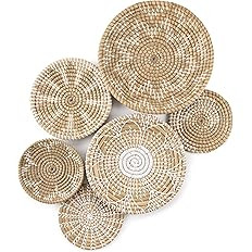 Wall Basket Decor Boho Set of 6 - Handcrafted Seagrass Hanging Woven Wall Baskets for Coastal, Fa... | Amazon (US)