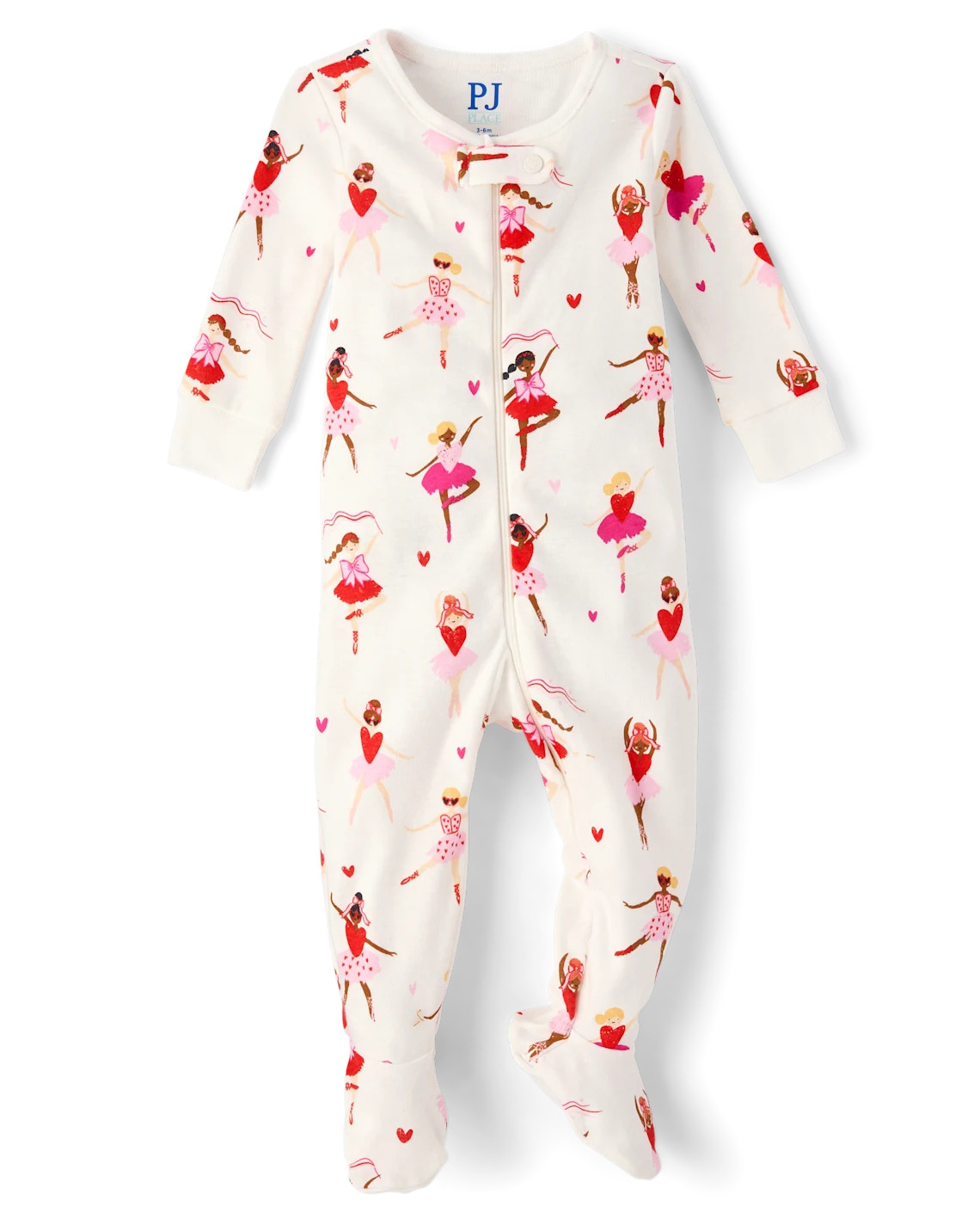 Baby And Toddler Girls Ballerina Snug Fit Cotton Footed One Piece Pajamas - white | The Children's Place