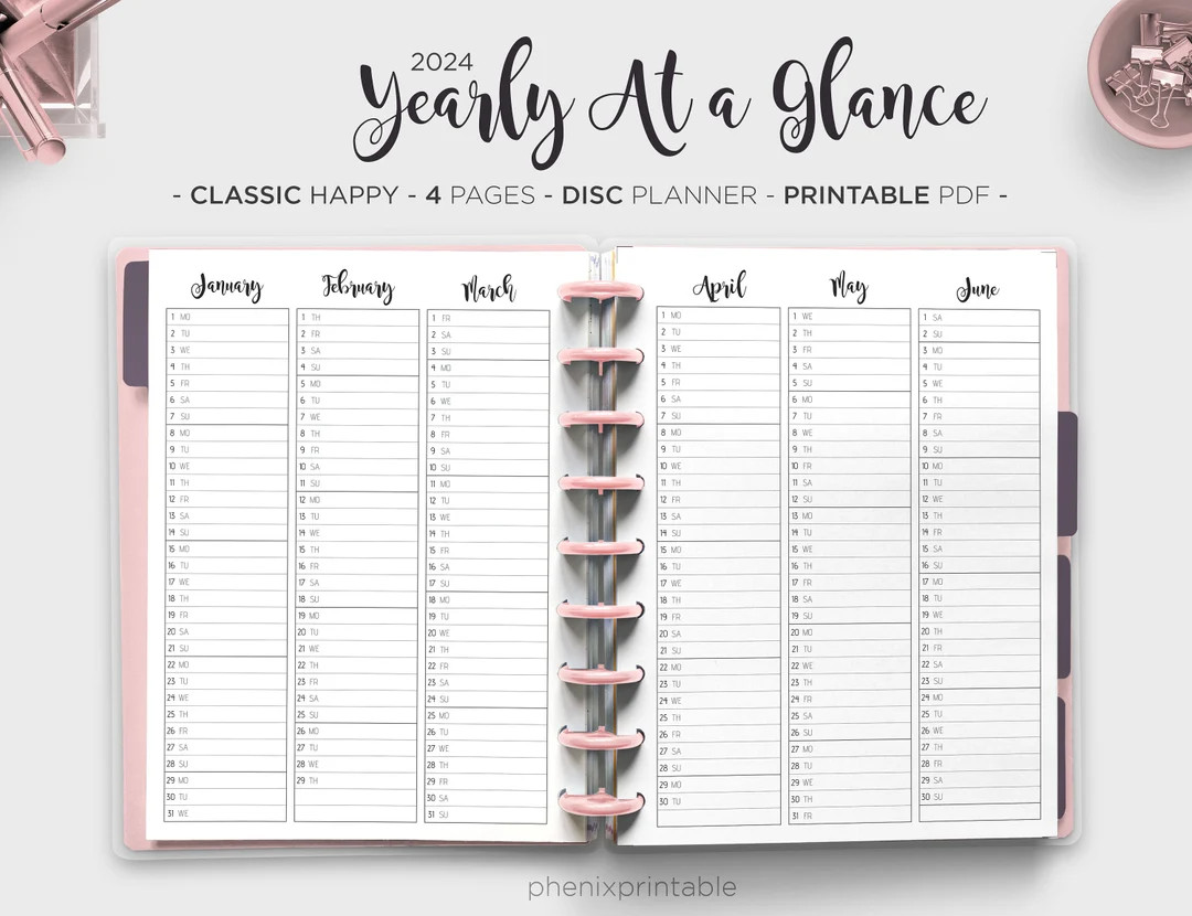 Year at a Glance 2024 Yearly Planner Yearly Agenda Yearly Overview Mambi Classic Big Happy Planne... | Etsy (US)