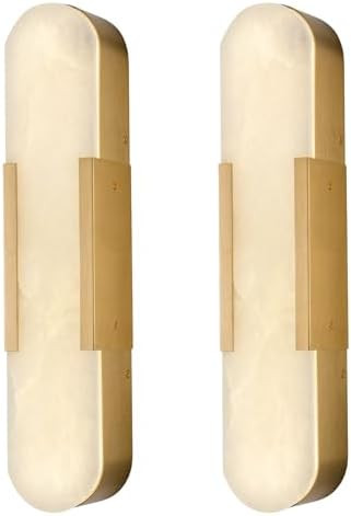 Alabaster Wall Sconces Set of 2,19.7'' Brass Wall Sconce Natural Marble Wall Sconce for Bathroom,... | Amazon (US)