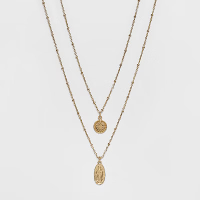 Layered Textured Medallion Necklace - Wild Fable™ Gold | Target