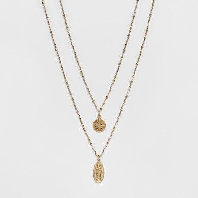 Layered Textured Medallion Necklace - Wild Fable™ Gold | Target