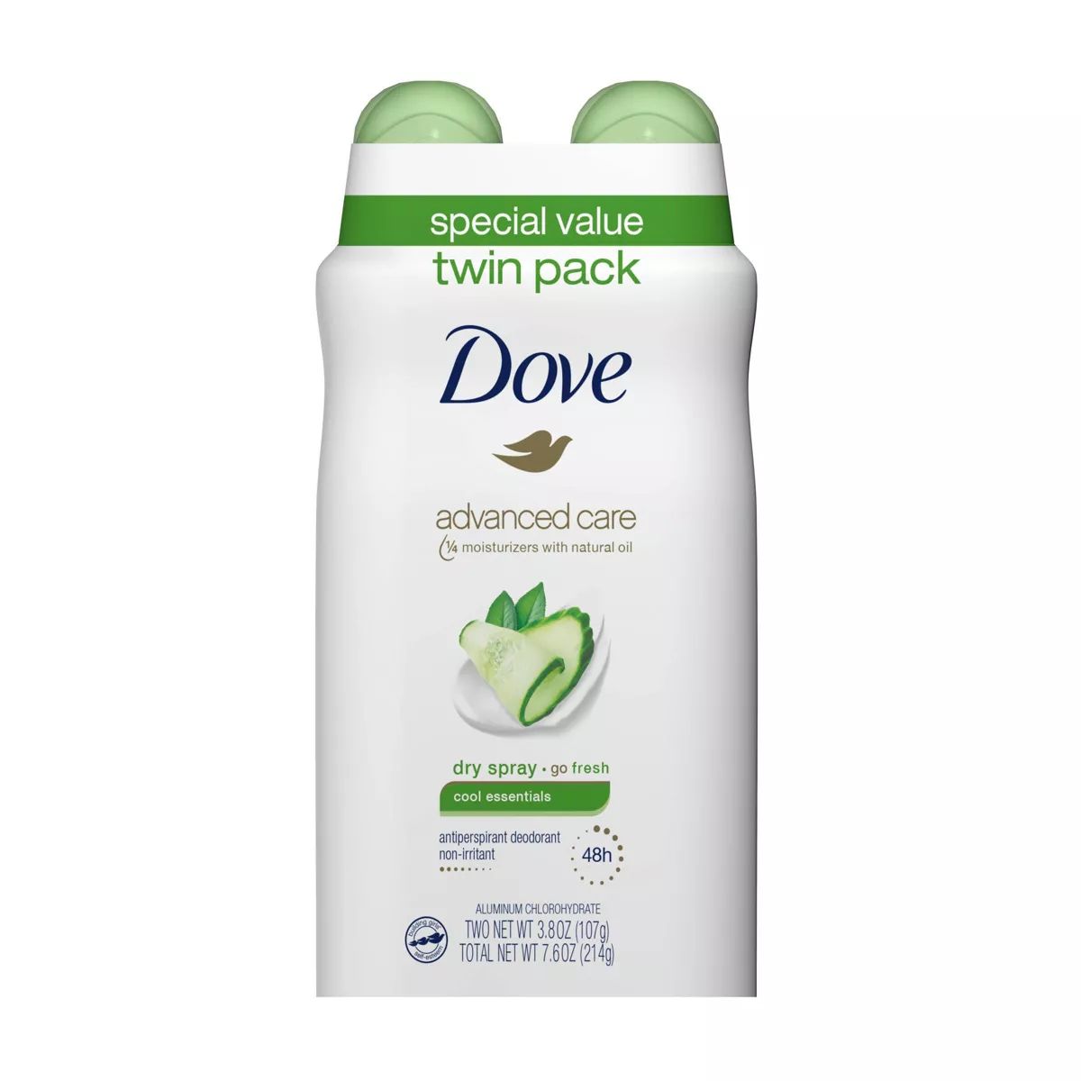 Dove Beauty go Fresh Cool Essentials 48-Hour Antiperspirant & Deodorant Spray Twin Pack - 3.8oz/2... | Target