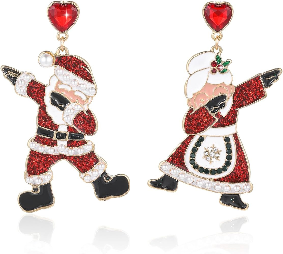 Christmas Dangle Earrings for Women | Cute Red Cup Gingerbread Man Candy Cane Santa Xmas Tree Xma... | Amazon (US)
