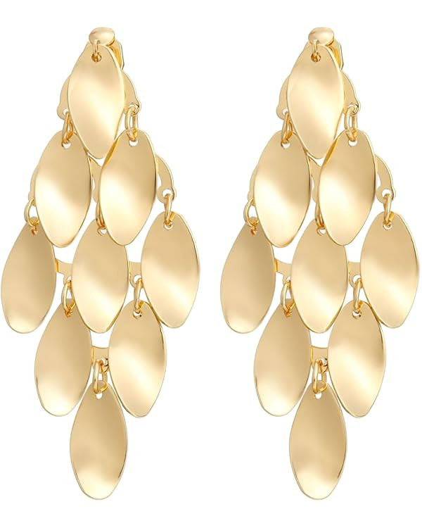 Gold Circle Disc Earrings Geometric Disc Statement Earrings for Women 14K Gold Double Round Disc ... | Amazon (US)