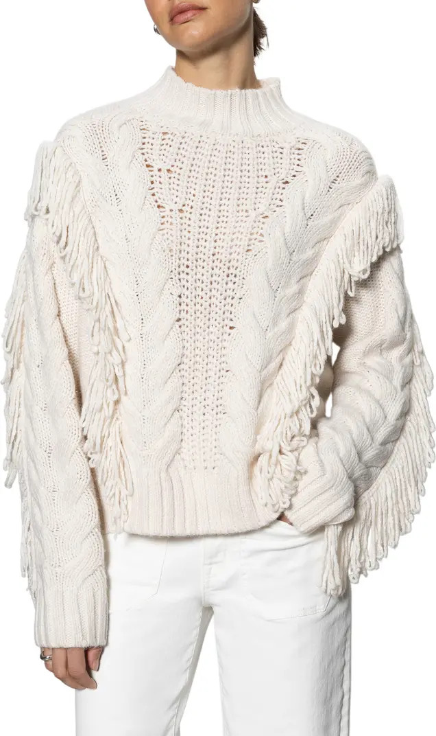 Sanctuary Mixed Stitch Fringe Detail Crewneck Sweater | Nordstrom | Nordstrom