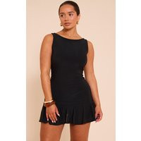 Shape Black Slinky Frill Detail Sleeveless Mini Dress | PrettyLittleThing US