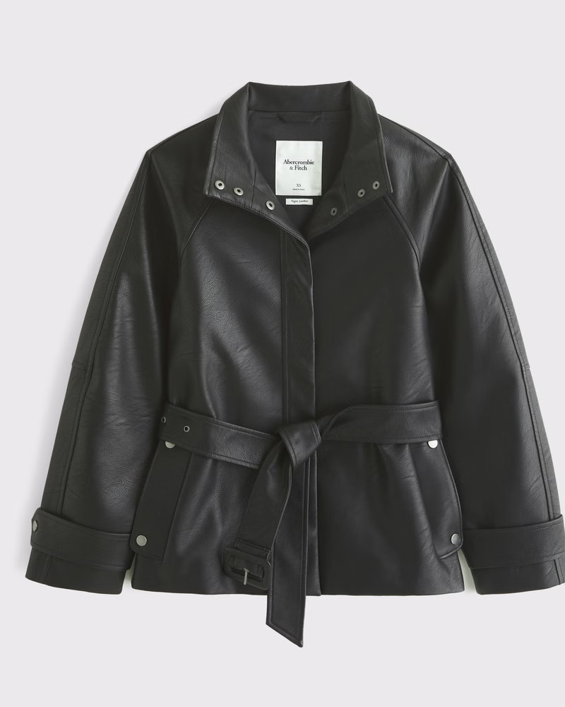 Belted Vegan Leather Jacket | Abercrombie & Fitch (US)