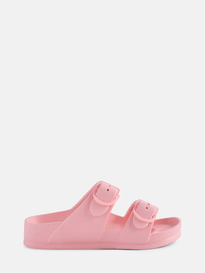 Wonder Nation Little and Big Boys or Girls Two Buckle Footbed Slide Sandals | Walmart (US)