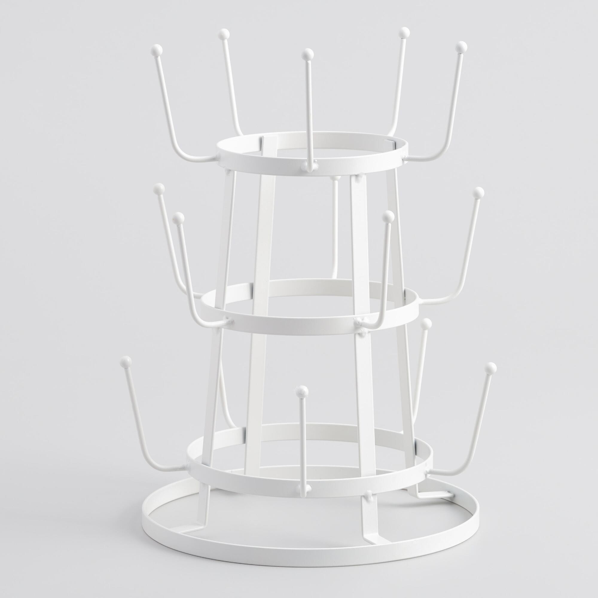 Antique White Wire 3-Tier Glass Drying Rack by World Market | World Market