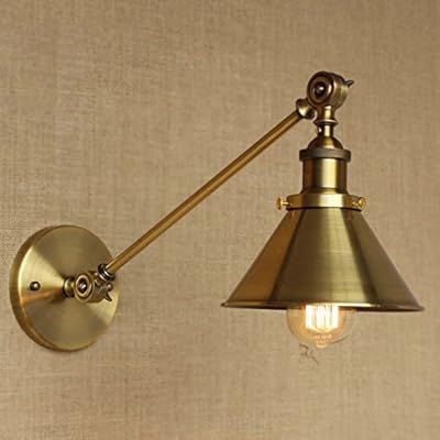 Adjustable Brass Finish 1 Light Wall Sconce - LITFAD 7" Industrial Wall Lamp Mounted Lighting Fix... | Amazon (US)