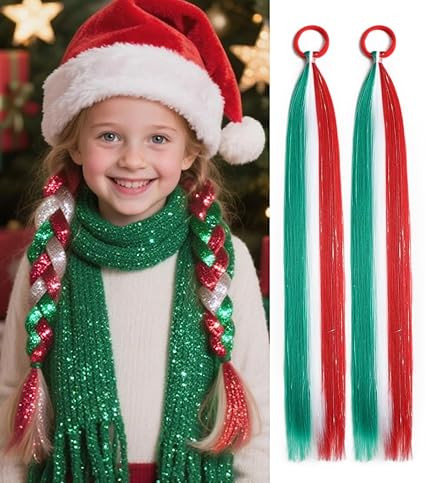 Crazy Hair Day Accessories for Girls 20 inch Colored Hair Extensions for Kids Festival Red White ... | Amazon (US)