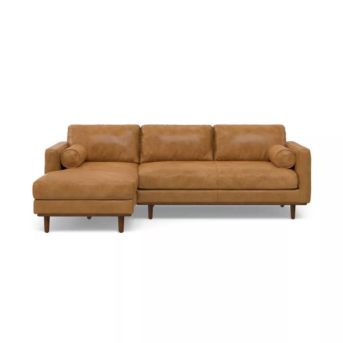 WyndenHall Brixley Mid Century Genuine Leather Left Sectional Sienna | Target