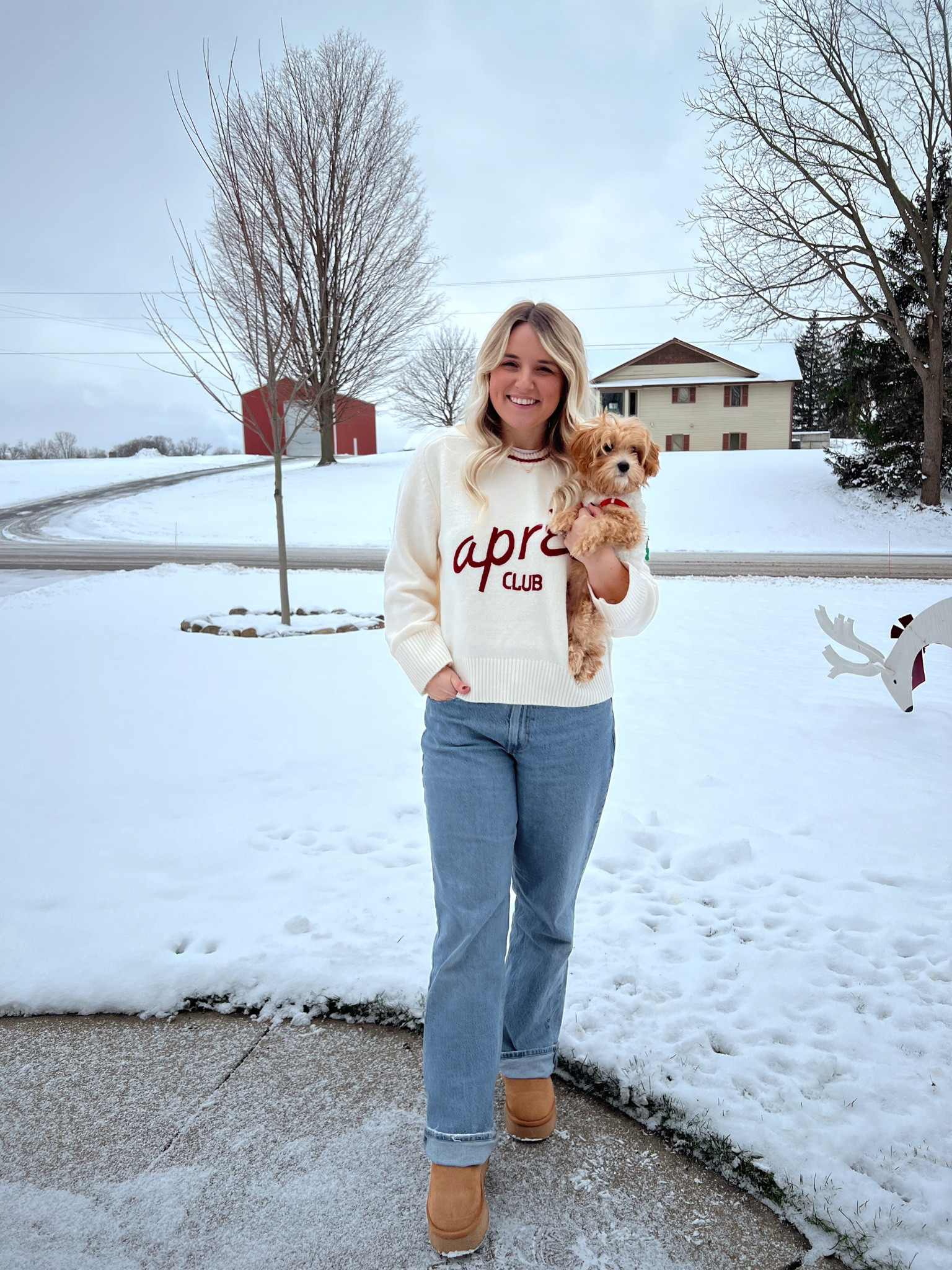 Cozy winter vibes, après ski fashion, snow day style, chic winter casual outfit, comfy and cute sweater look, snow-covered scenery, winter with a puppy, laid-back winter fashion, neutral winter tones, cozy outdoor style, dog mom winter moment, casual jeans and boots outfit, winter aesthetic, snowy day inspiration, winter layering essentials.

#LTKSeasonal #LTKFindsUnder50 #LTKHoliday