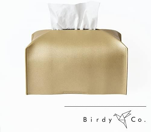Birdy Co. Gold Tissue Box Cover Rectangular - Tissue Box Holder - Leather Tissue Box Cover | Amazon (US)