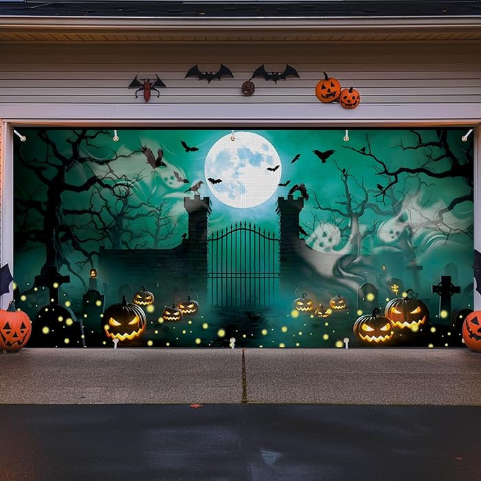 Halloween Garage Door Cover Decorations 6x13 Ft, Large Scary Halloween Garage Door Cover, Horror ... | Amazon (US)