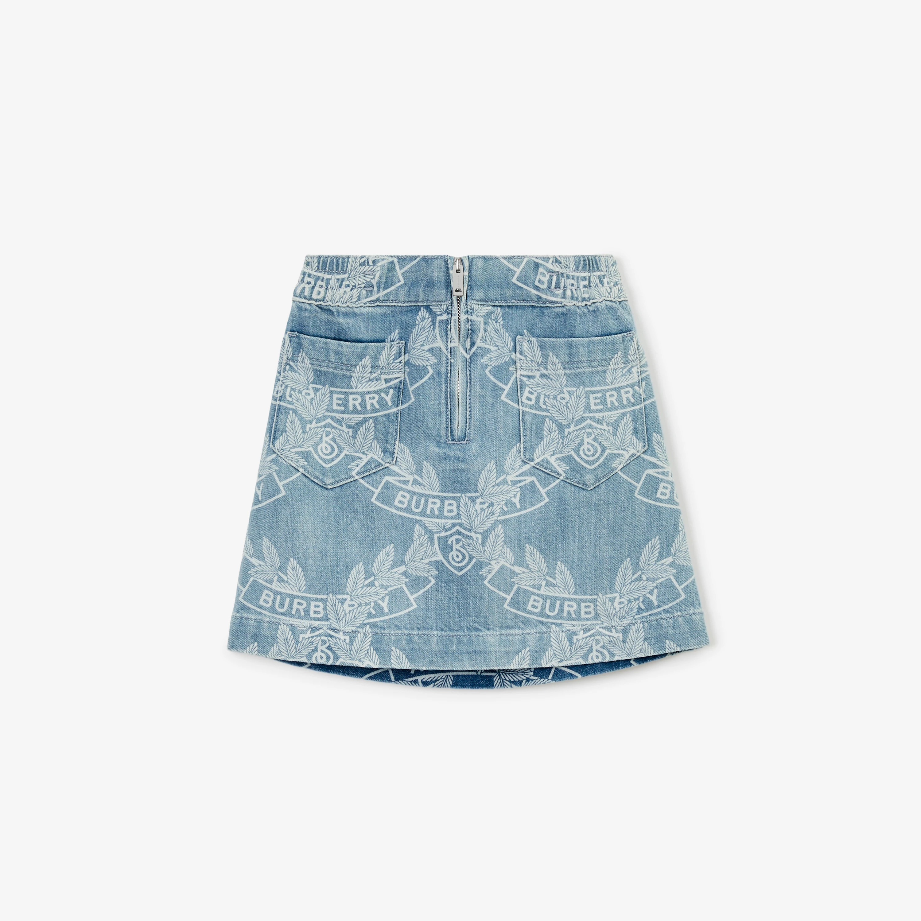 Oak Leaf Crest Japanese Denim Skirt in Pale Blue | Burberry® Official | Burberry (UK)