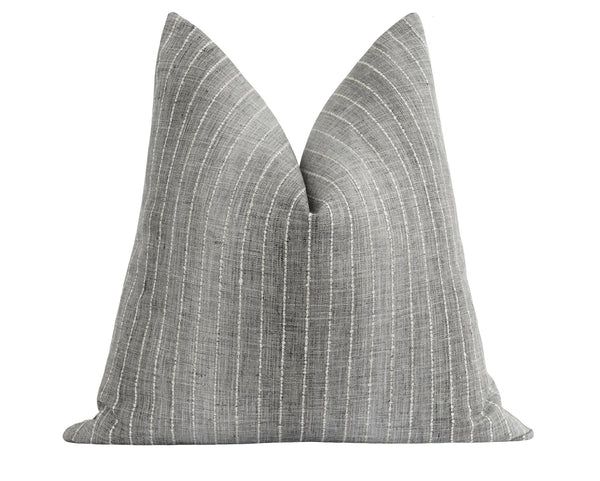 Crewe Grey Ombre Woven Stripe Pillow | Land of Pillows