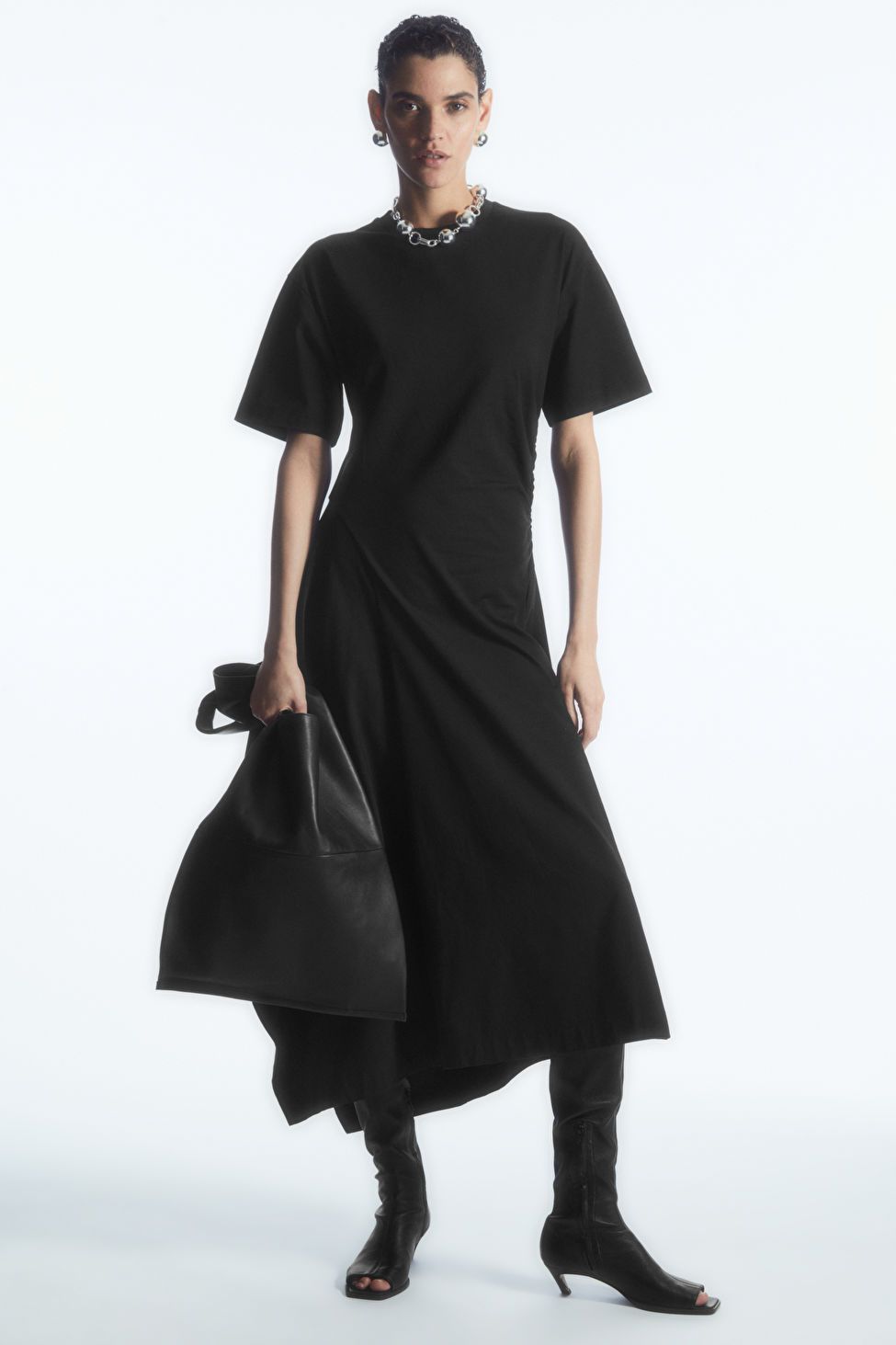 ASYMMETRIC T-SHIRT DRESS - BLACK - COS | COS UK