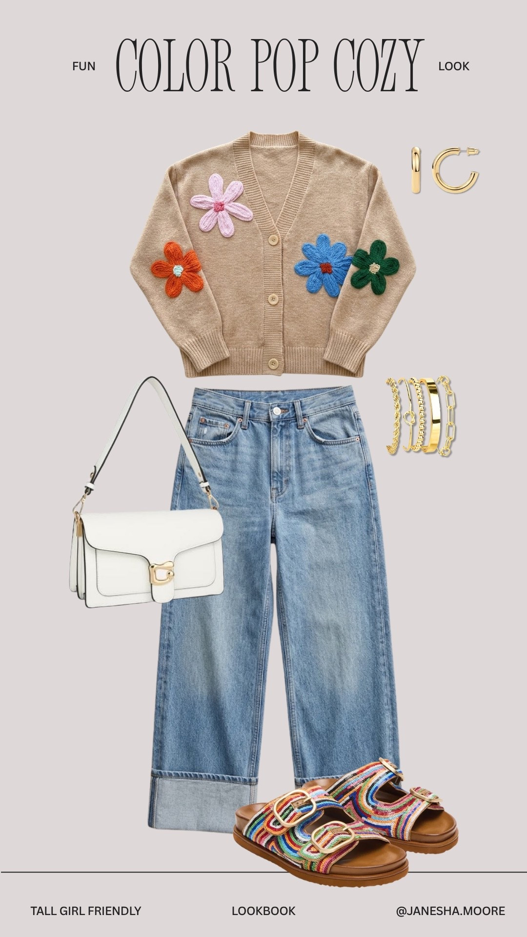 Fun Color Pop Cozy Look | 5’9 200 lbs wearing XL flower cardigan + jeans 32

#LTKootd #LTKTall