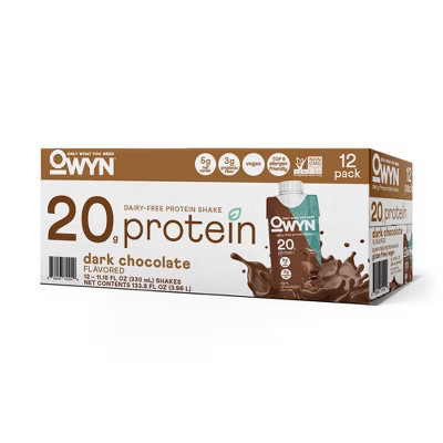 OWYN Dark Chocolate Ready To Drink Non-Caffeinated Protein Shake - 12pk/133.8 fl oz: Vegan, Gluten-Free, 20g Protein | Target