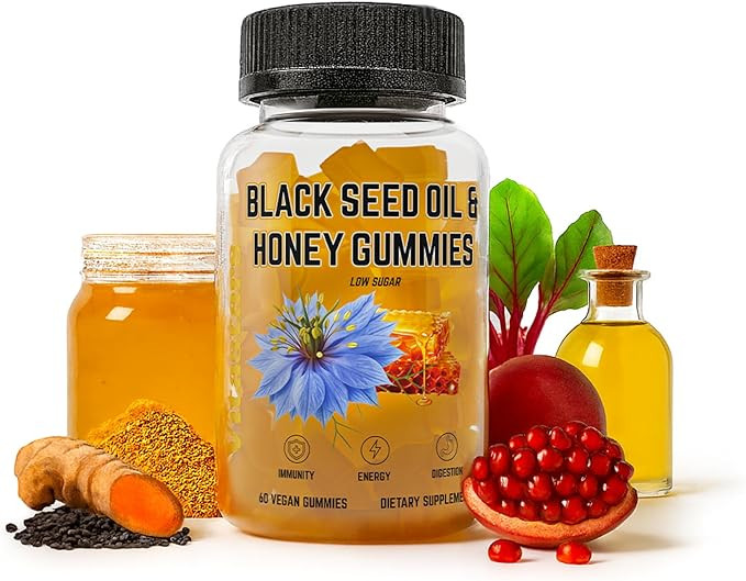 Black Seed Oil & Honey Gummies - with Black Cumin Seed Oil, Vitamin C, Turmeric & Biotin - Immune... | Amazon (US)