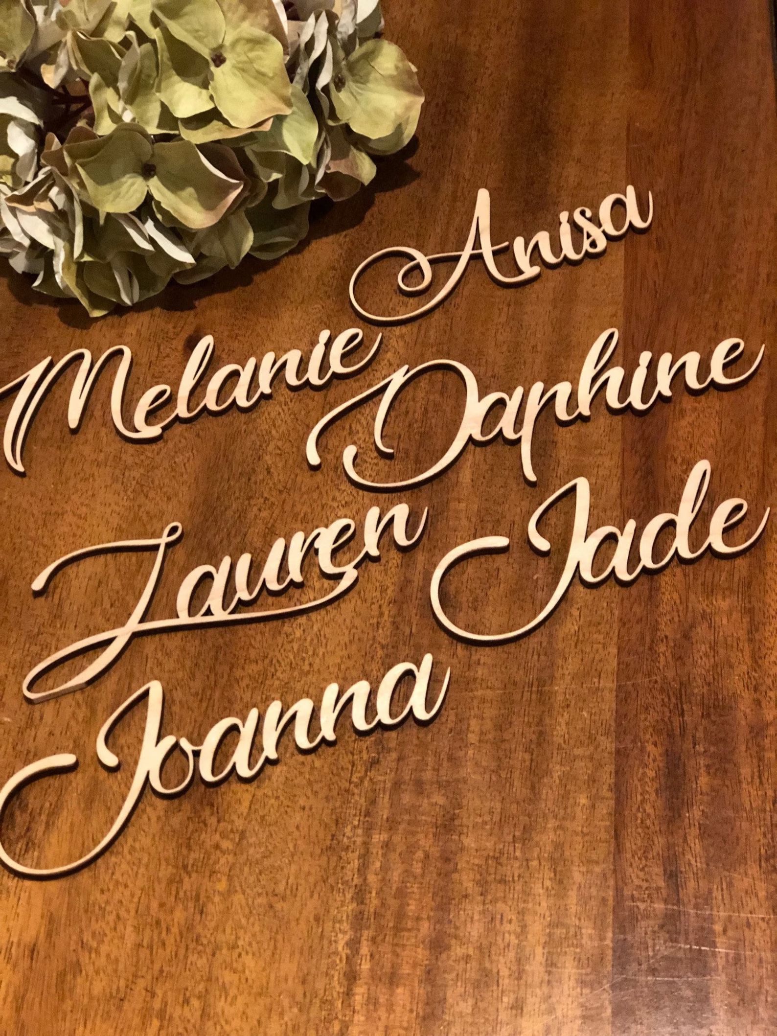 Custom Personalized Laser Cut Wood Acrylic Place Cards Place Cards Calligraphy Script Names Weddi... | Etsy (US)
