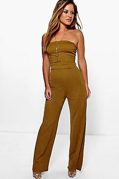 Petite Bandeau Wide Leg Jumpsuit | Boohoo.com (US & CA)