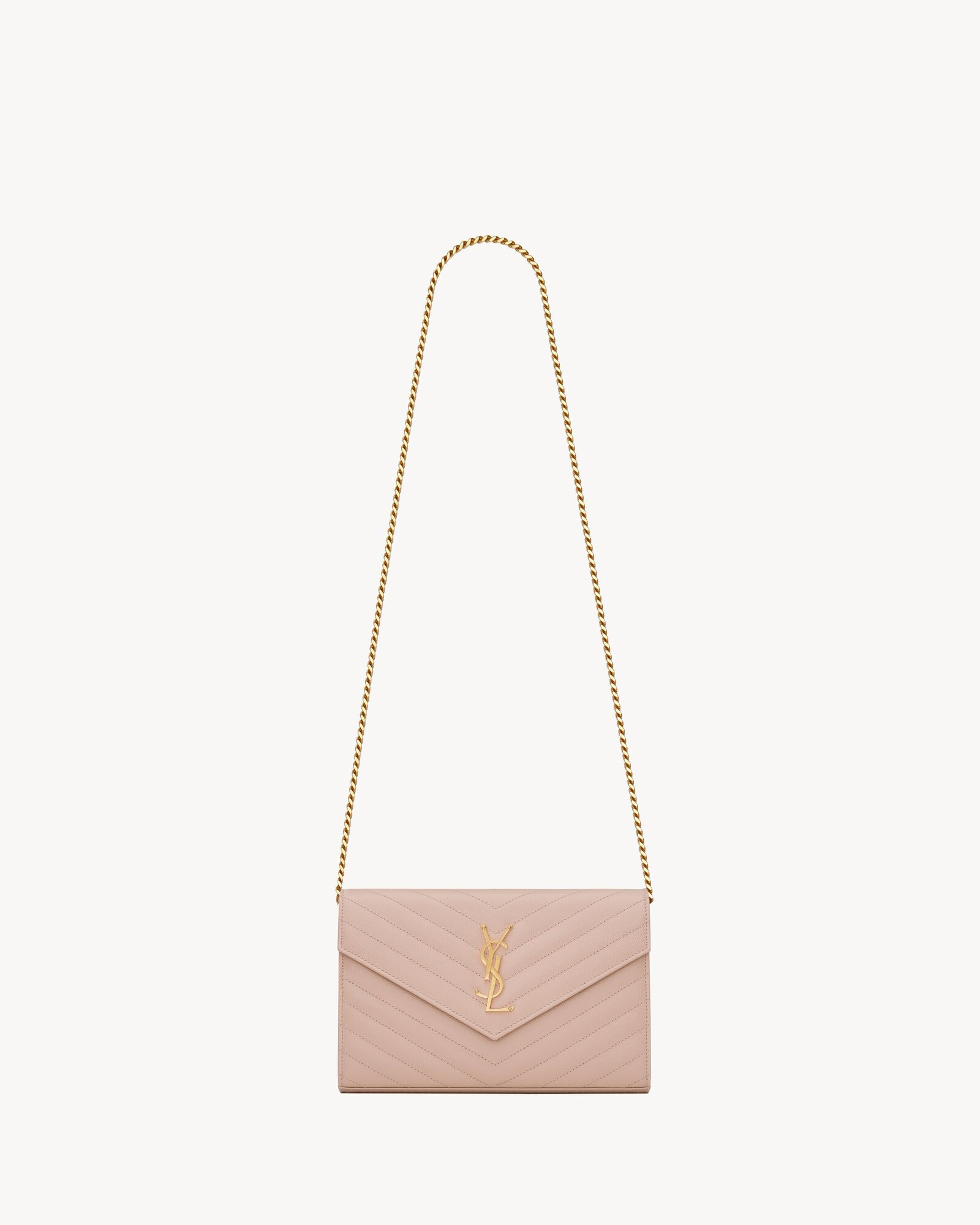 CLASSIC CASSANDRE CHAIN WALLET IN GRAIN DE POUDRE LEATHER | Saint Laurent Inc. (Global)