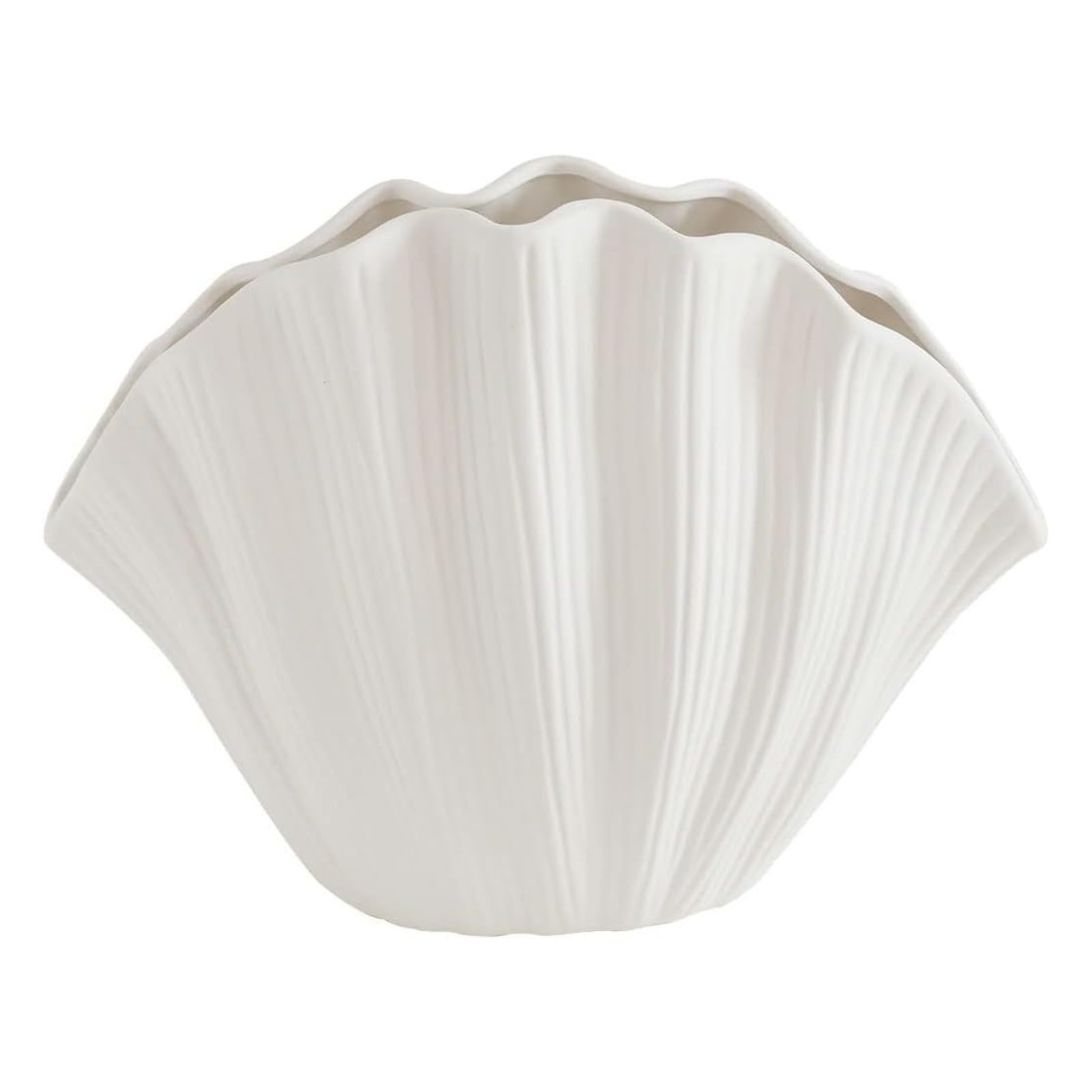 Shell Shaped Vase for Living Room Decor, White Ceramic Vases for Modern Home Decor, Small Flower ... | Amazon (US)