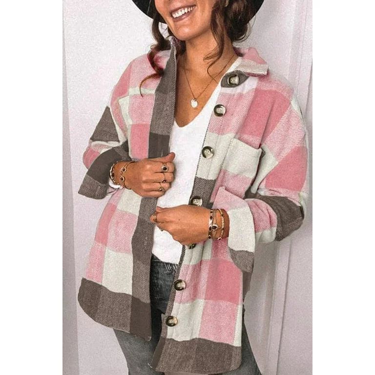 Fantaslook Womens Plaid Shirts Flannel Shacket Jacket Long Sleeve Button Down Boyfriend Shirt Coa... | Walmart (US)