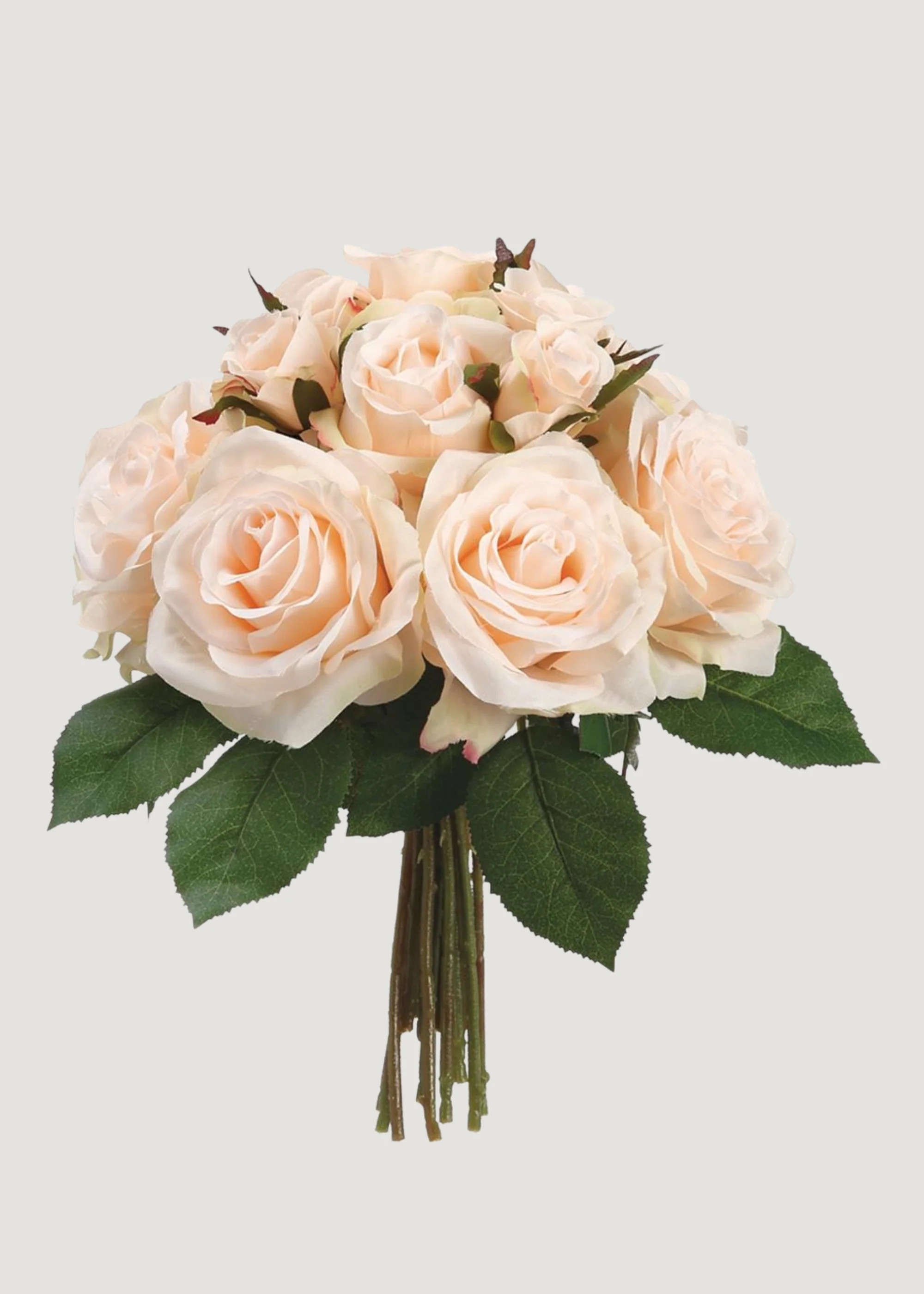 Peach Cream Artificial Rose Flower Bouquet - 11.5" | Afloral