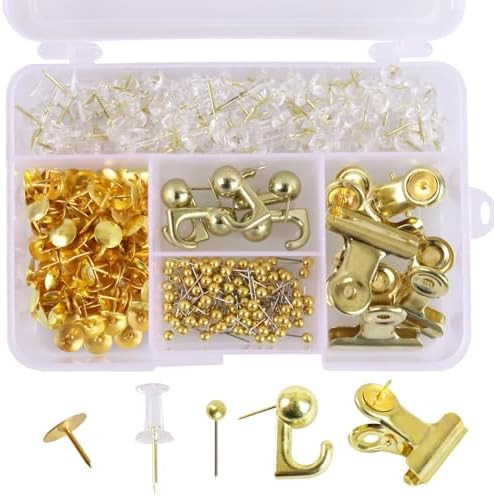 Push Pins Set, 310 Pcs Thumb Tacks Map Pins, Tacks, 5 Types Pushpins Thumbtacks for Cork Board Bu... | Amazon (US)