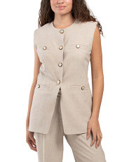 Basket Weave Fitted Vest With Gold Buttons | TJ Maxx