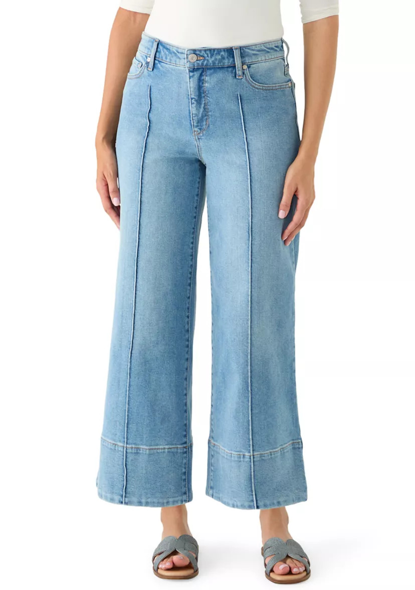 Women's High Rise Seamed Front Wide Leg Cropped Jeans | Belk