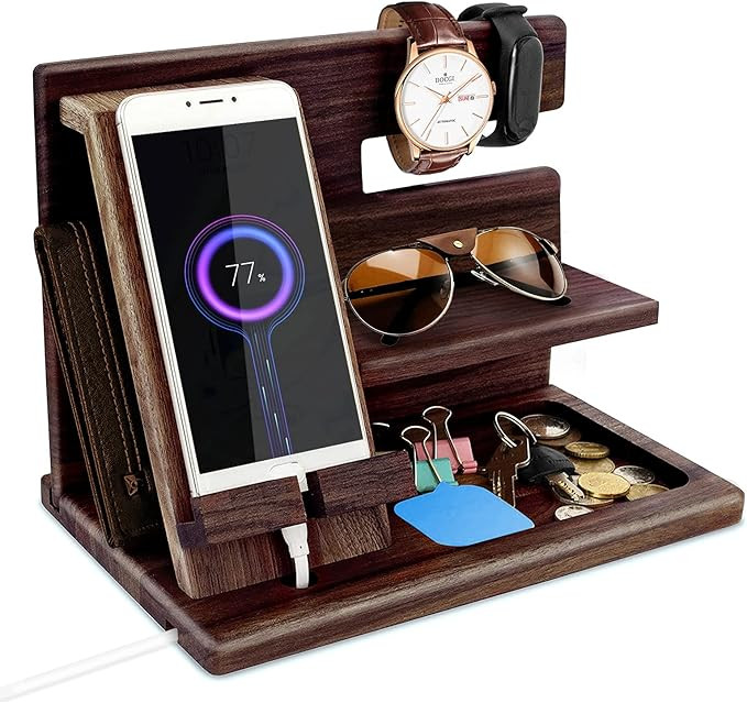 Gifts for Men Bedside Organiser for Him Fathers Day Dad Gifts from Son Birthday Gifts for Him Woo... | Amazon (US)