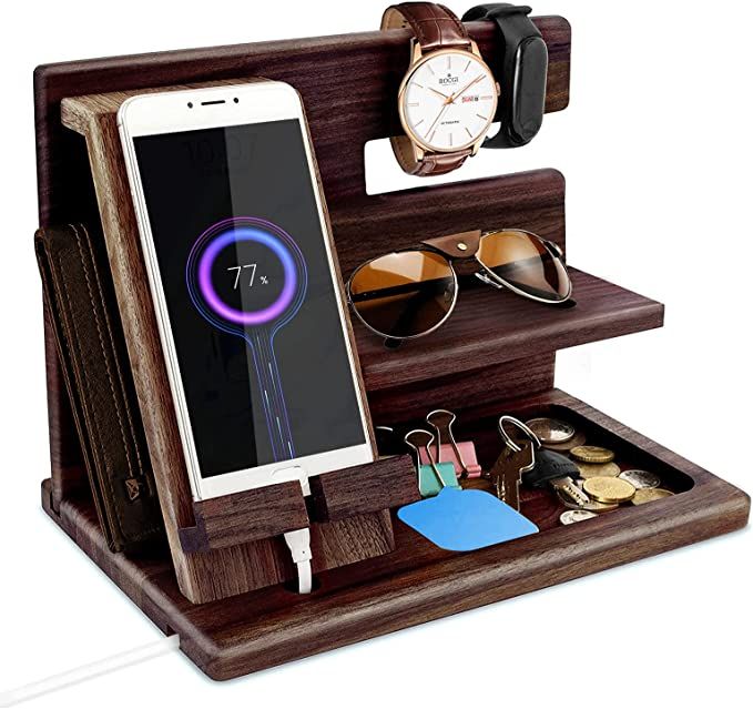 Gifts for Men Fathers Day Presents for Dad Wood Phone Docking Station Birthday Gifts for Him Wall... | Amazon (US)