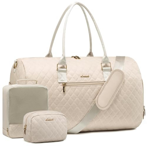 LOVEVOOK Travel Duffle Bag, Weekender Bag for Women with Toiletry Bag, Carry on Overnight Bag with Shoe Compartment,Gym Duffel Bag with Wet Pocket,Mommy Hospital Bags for Labor and Delivery 3Pcs | Amazon (US)