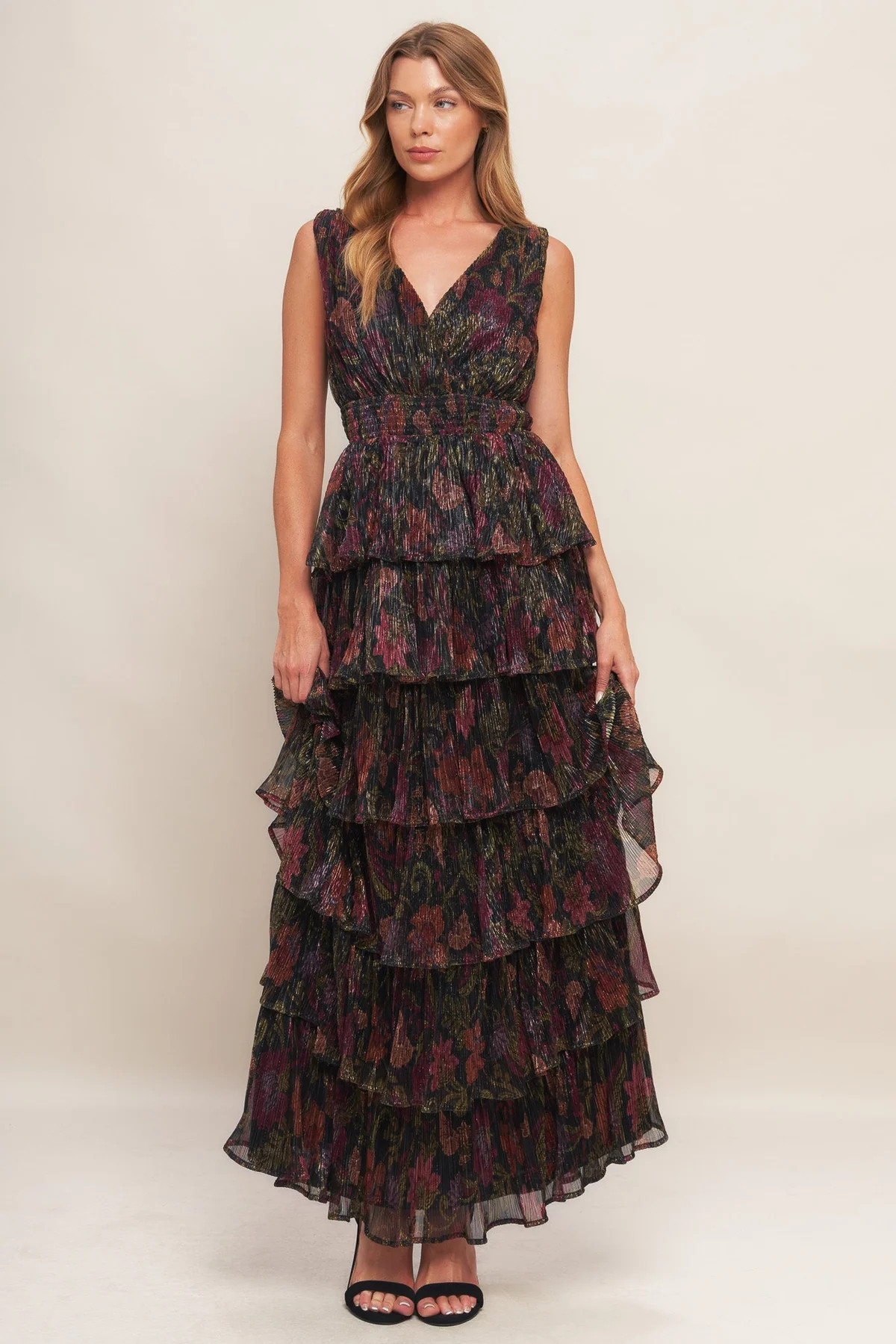 GLAMOUR GARDEN FLORAL MAXI DRESS | Lady Black Tie