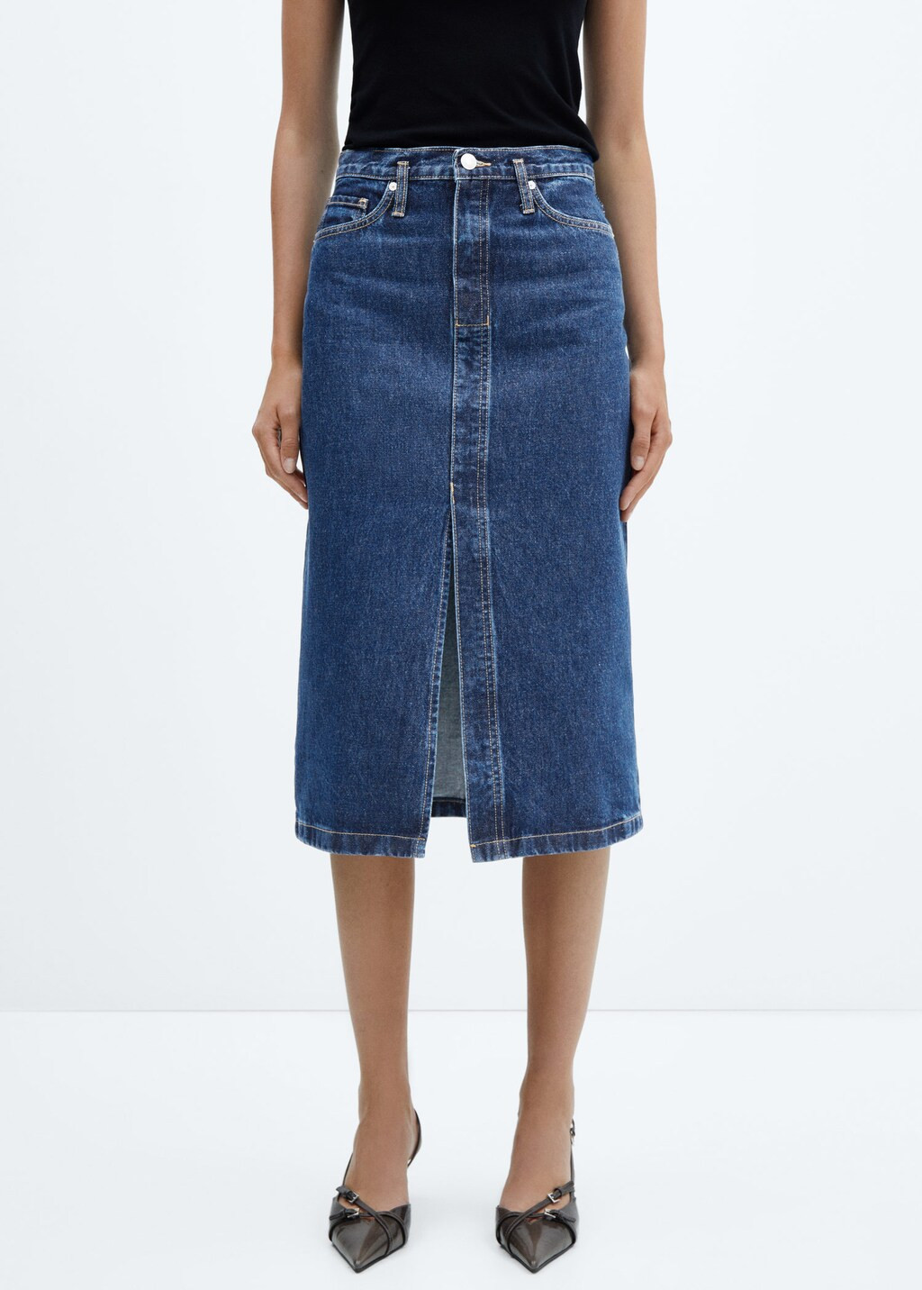 Denim midi-skirt -  Women | Mango USA | MANGO (US)
