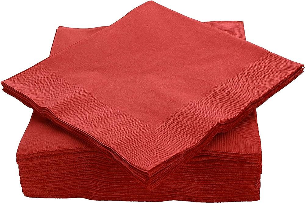 Amcrate Big Party Pack 40 Count Red Dinner Napkins Tableware- Ideal for Wedding, Party, Birthday,... | Amazon (US)