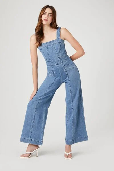 Wide-Leg Denim Overalls | Forever 21 | Forever 21 (US)
