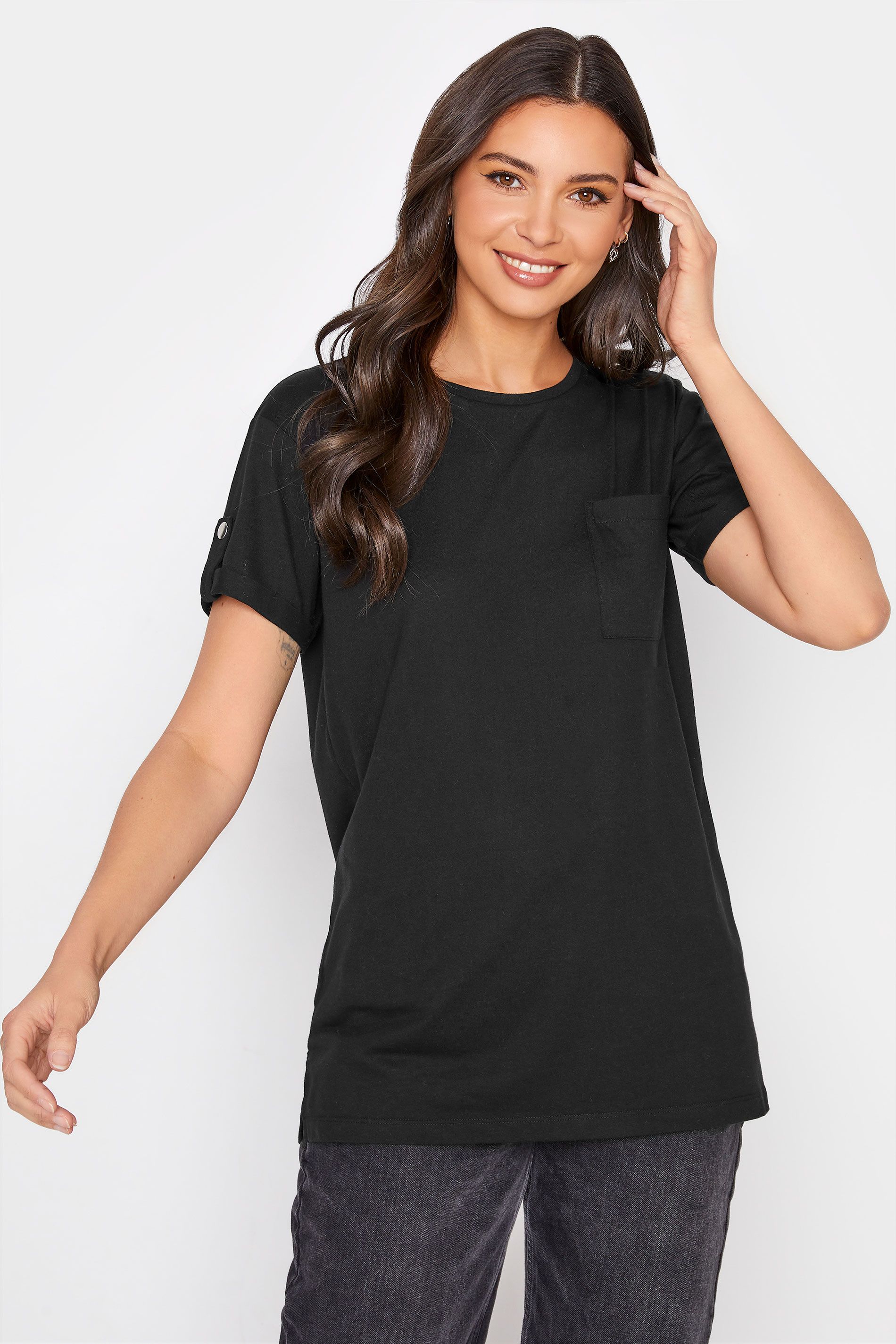 LTS Tall Black Short Sleeve Pocket T-Shirt | Long Tall Sally