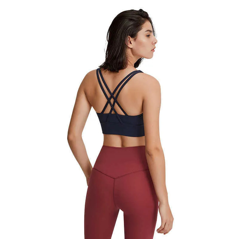 Naked Feel Workout Gym Sport Bras Top Women Mid Support Shockproof Push Up Yoga Athletic Fitness ... | DHGate