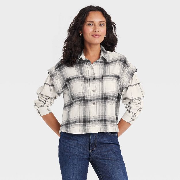 Women's Long Sleeve Flannel Button-Down Shirt - Universal Thread™ Plaid | Target