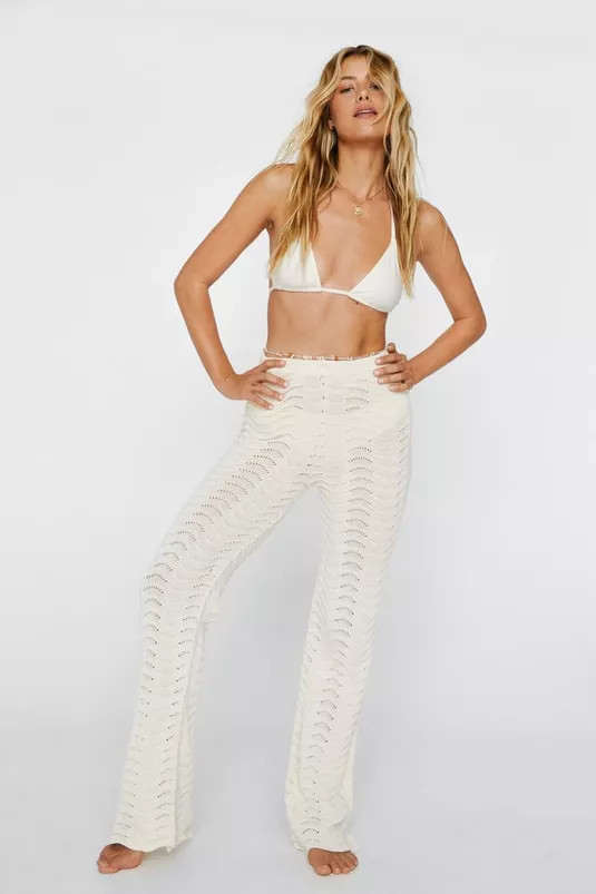 Wave Crochet Wide Leg Cover Up Pants | Nasty Gal (US)