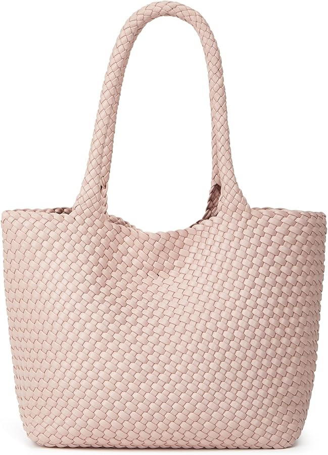 Woven Tote Bag Womens Purse: Vegan Leather Shoulder Handbags - Fashion Summer Beach Tote Bags - L... | Amazon (US)