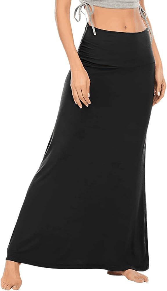 LYANER Women's Casual High Waist Solid Flare Long Maxi Skirt | Amazon (US)