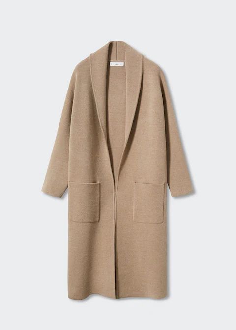 Oversized knitted coat with pockets -  Women | Mango USA | MANGO (US)